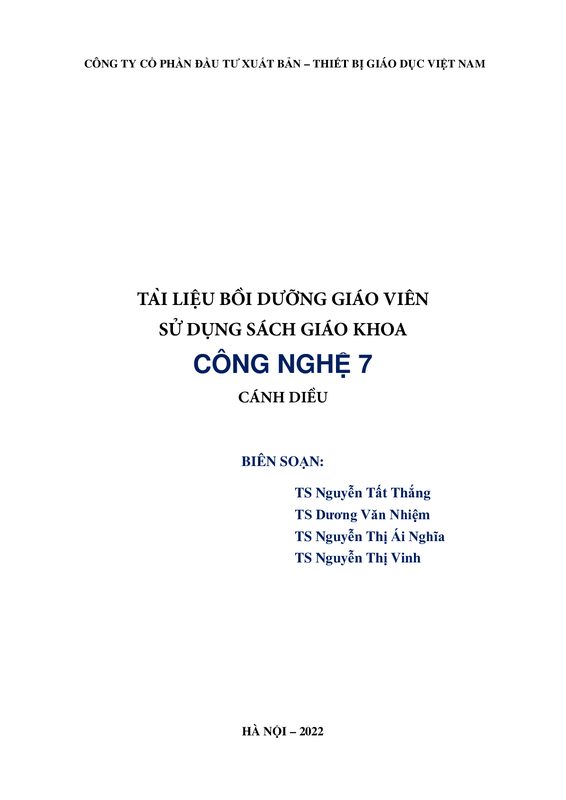 BDGV Công nghệ 7 - Cánh Diều